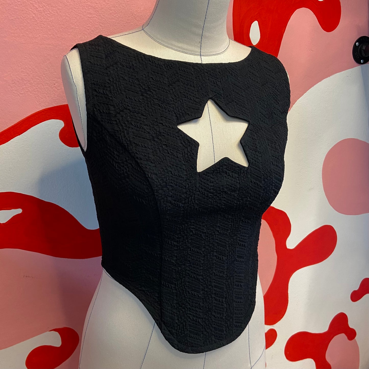 Puffy Black Star Top