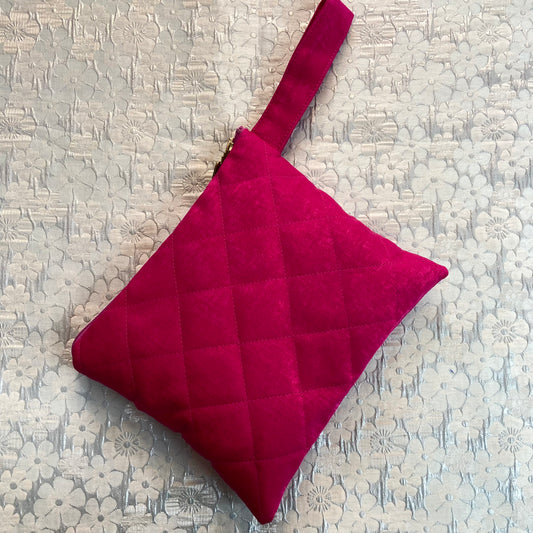 Satin Fuchsia Pouch