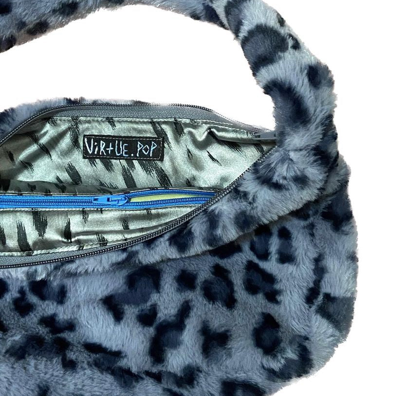Gray Leopard Fur Bag