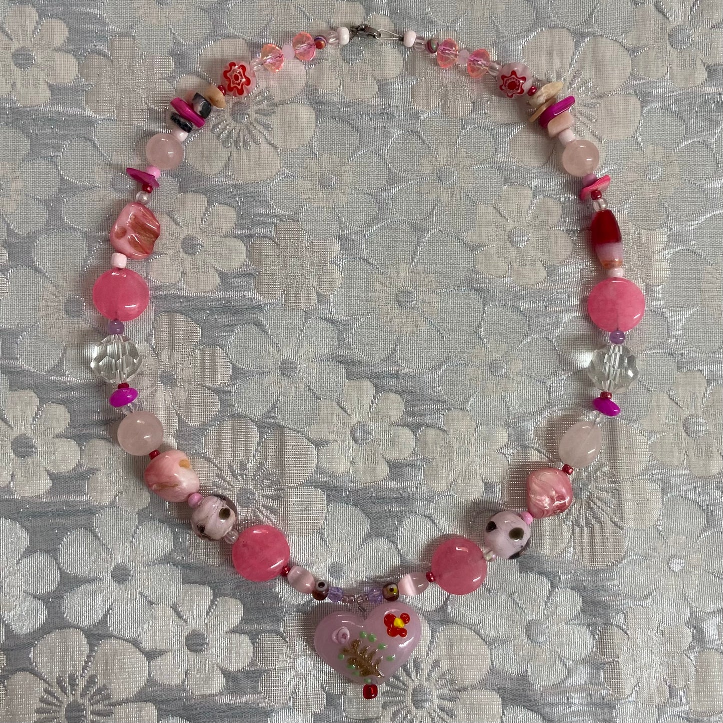 Pink Murano Heart Necklace