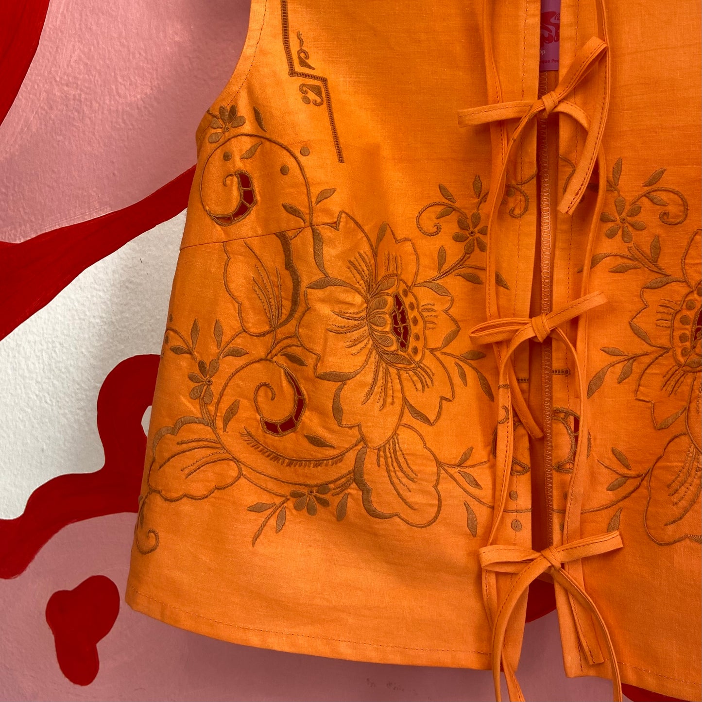 Orange Flower Detailed Vest