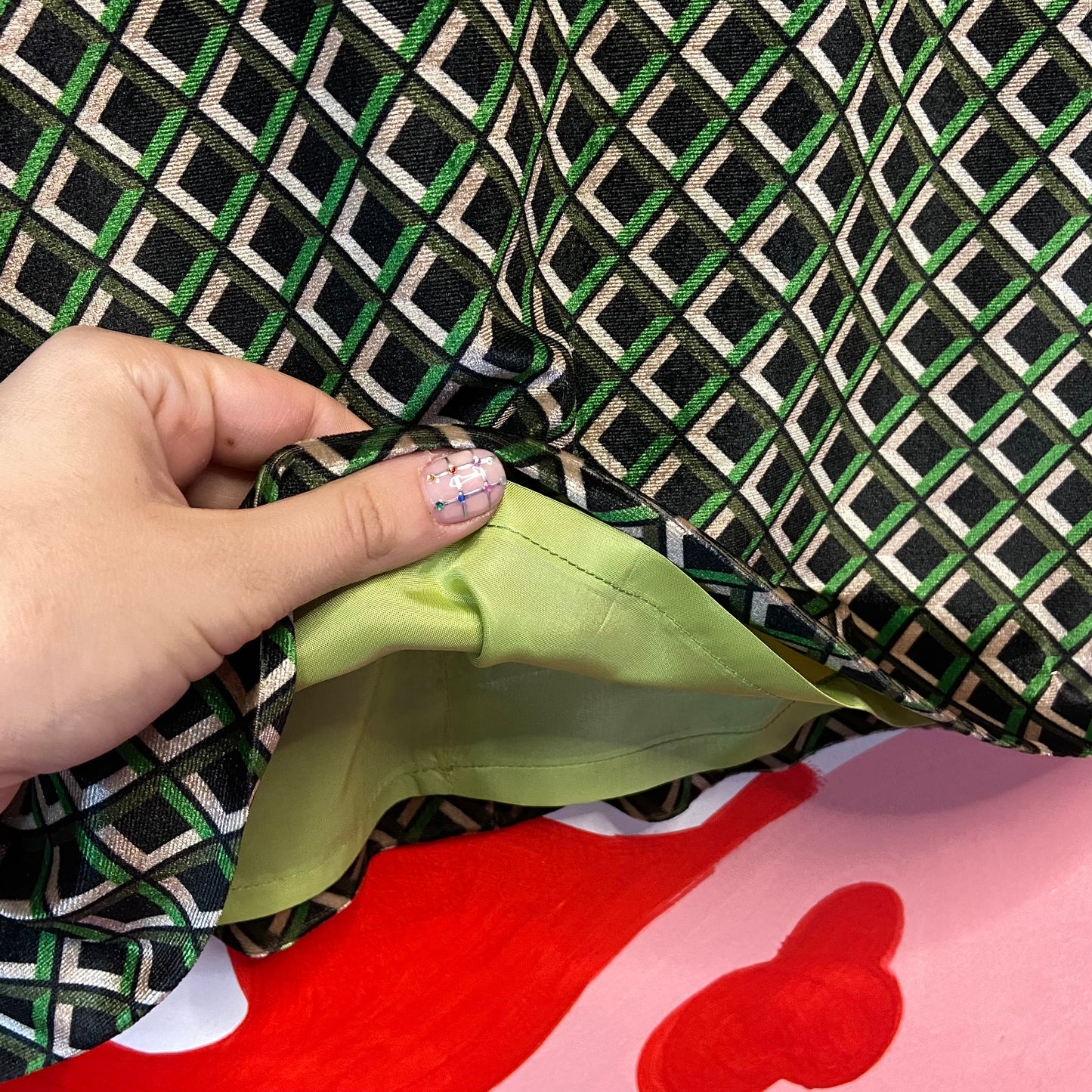 ‘Green Velvet Paradise’ Mini Skirt