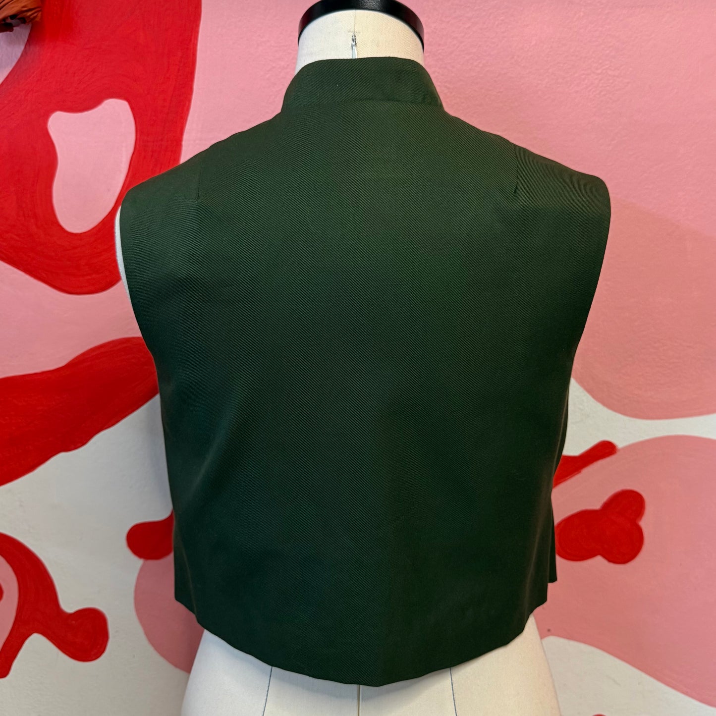 Olive Asymmetrical Wool Vest