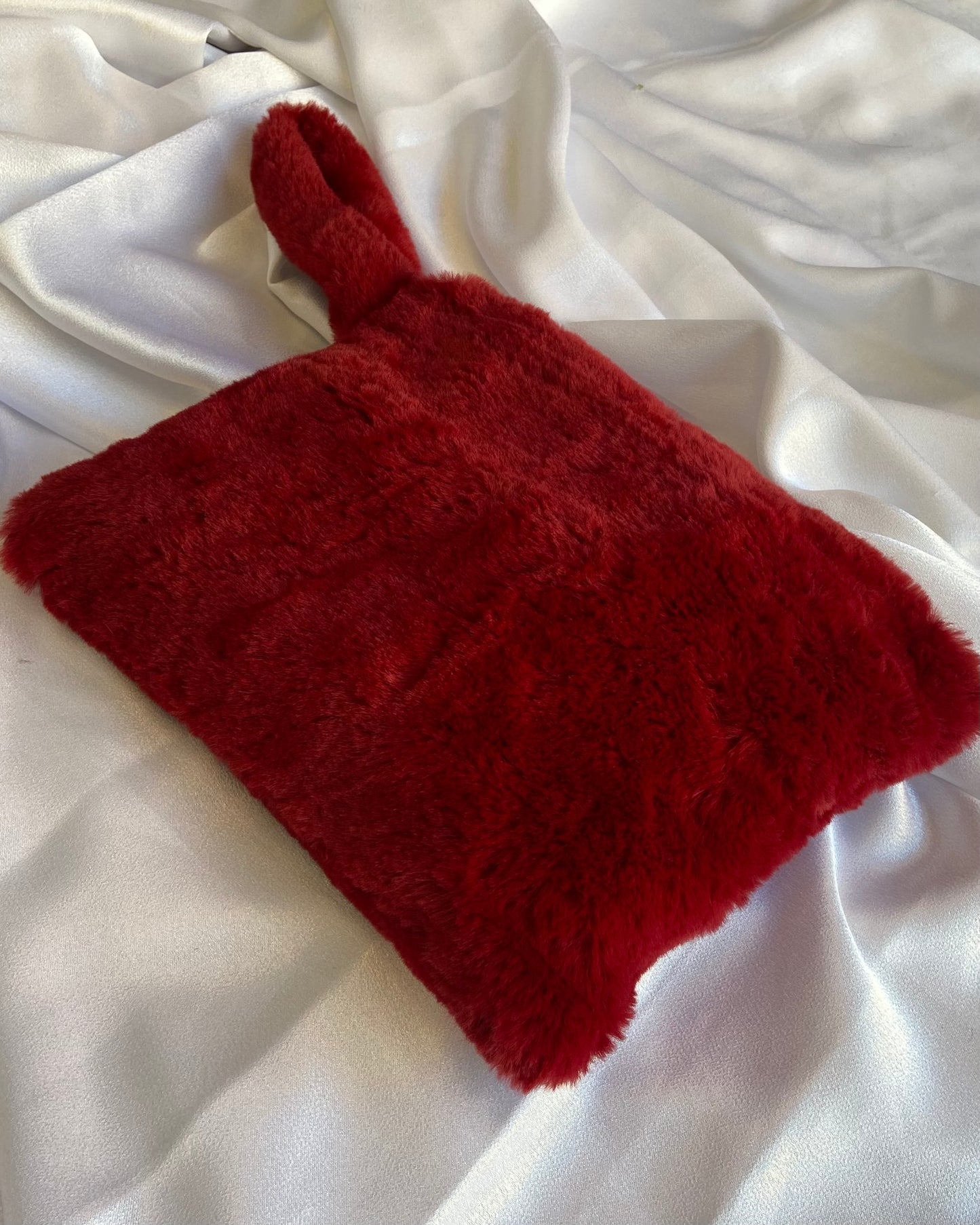 Wine Red Small Fur Bag