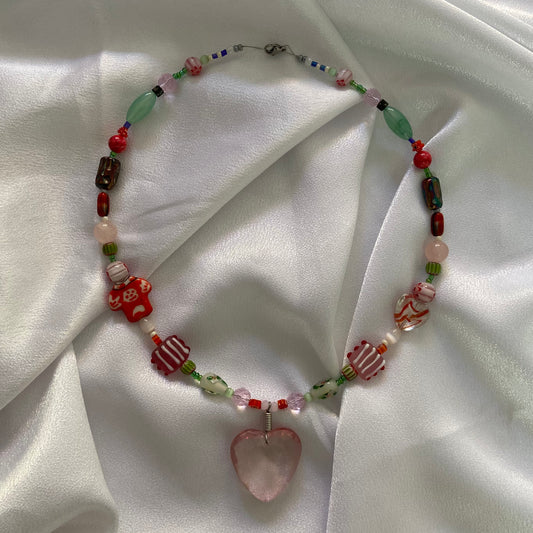 “Pink Stone Heart” Necklace