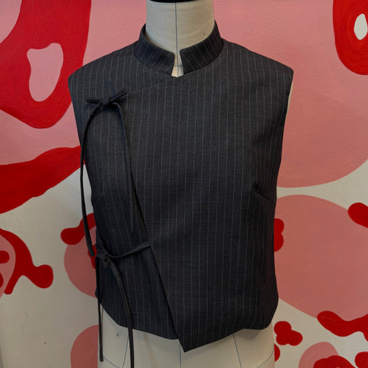 Striped Gray Asymmetrical Vest