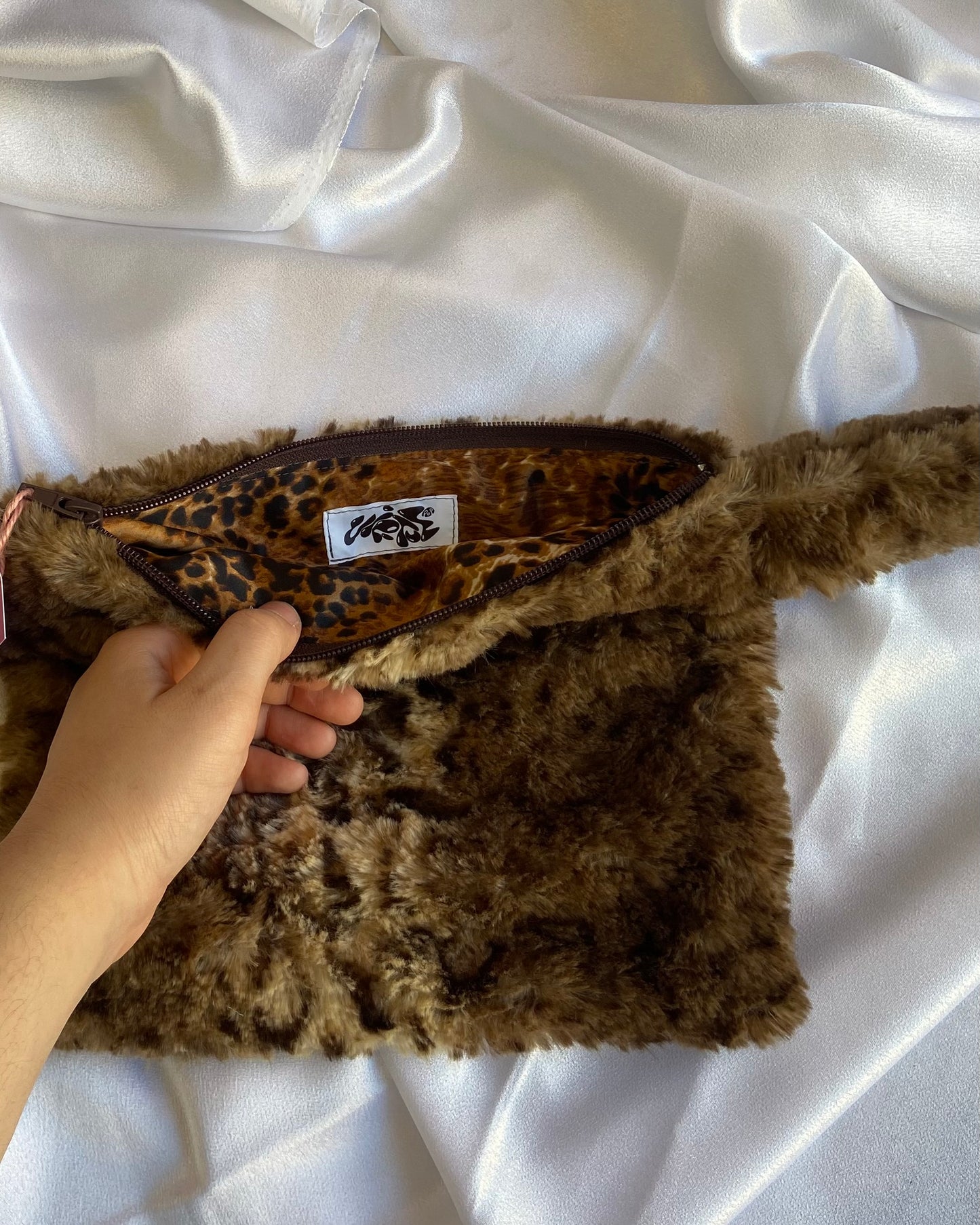 Brown Leopard Small Fur Bag