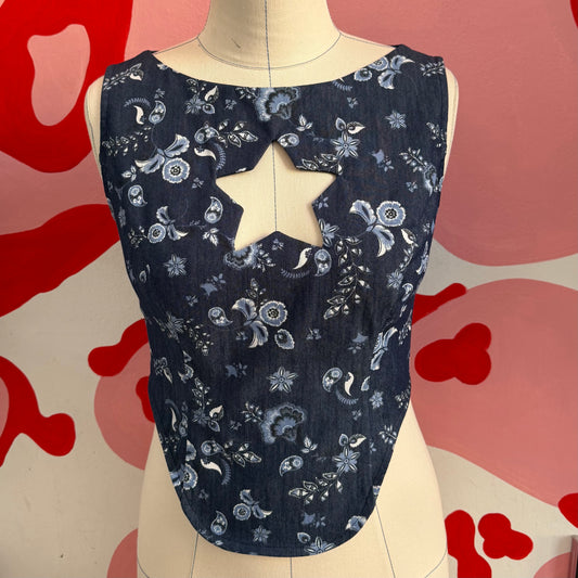 Flower Denim Star Top