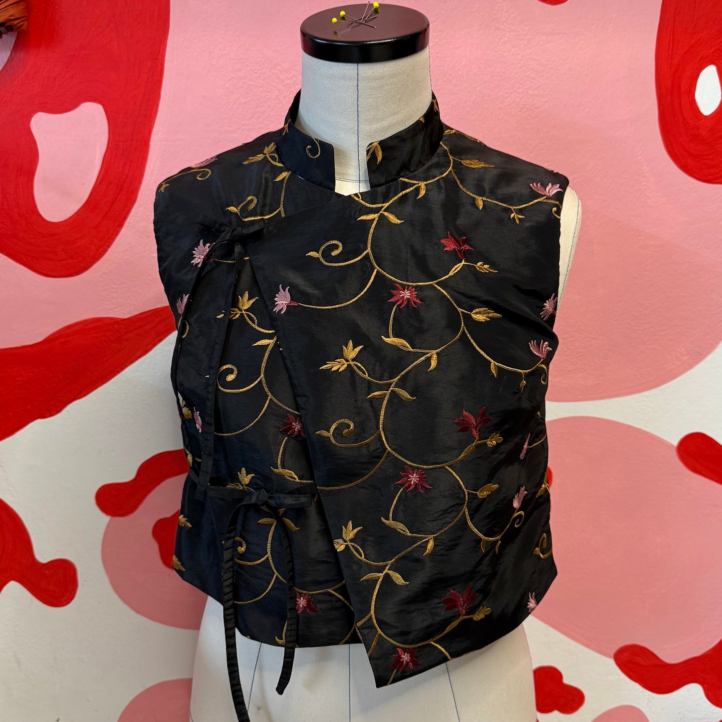 Stitched Silk Asymmetrical Vest