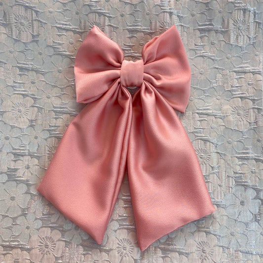 Peach Powder Satin Bow