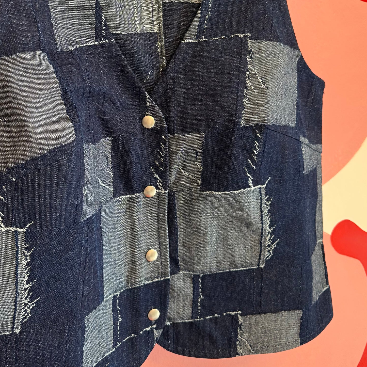 Patched Denim Vest