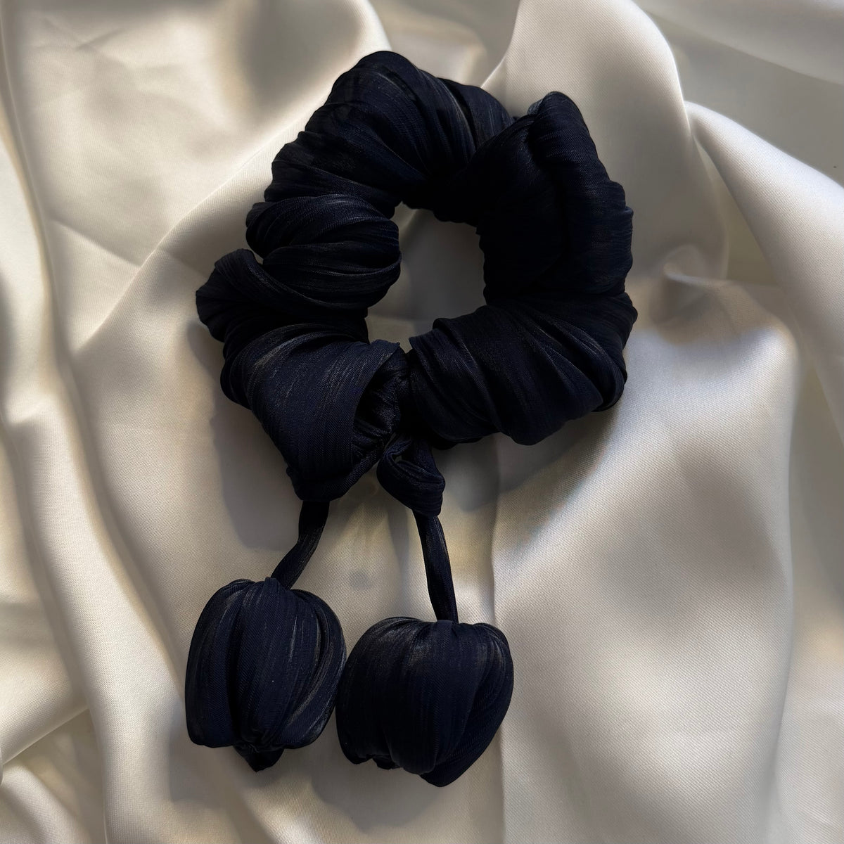 Chiffon Blue Tulip Scrunchy