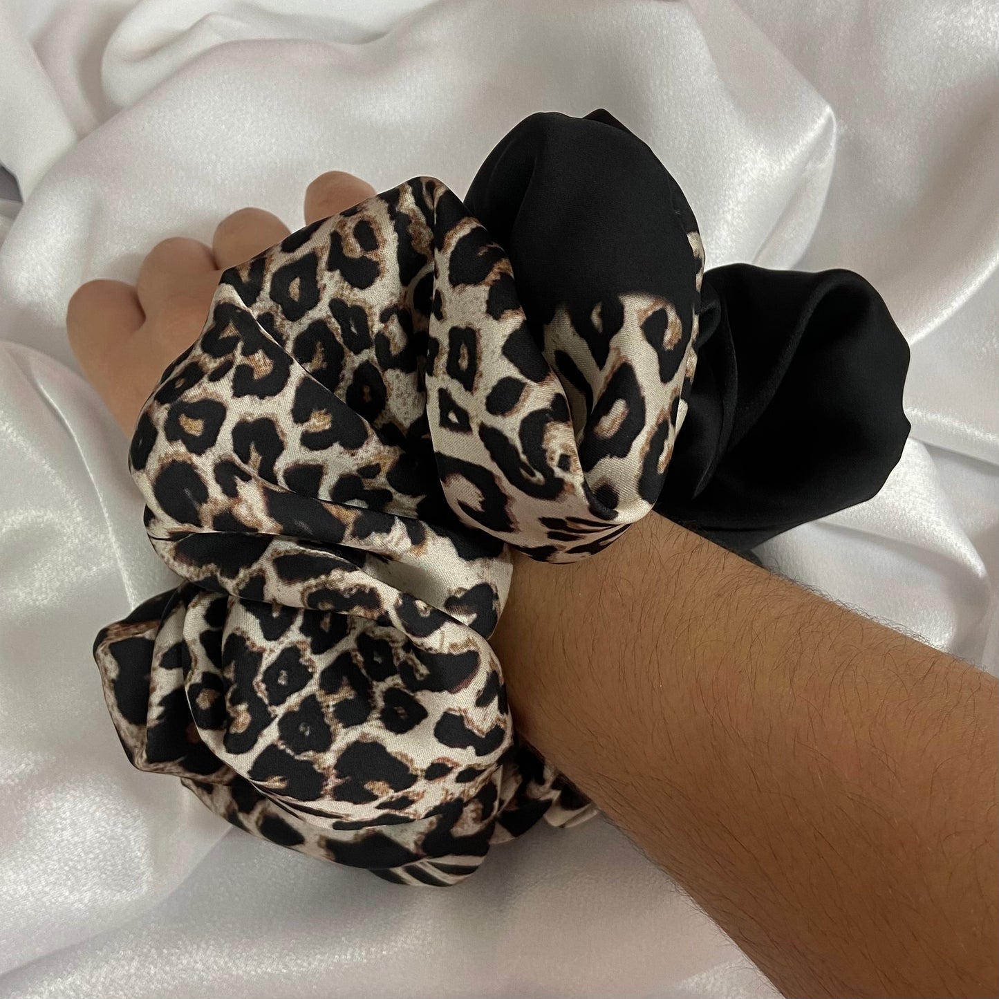 XL Black Leopard Scrunchies