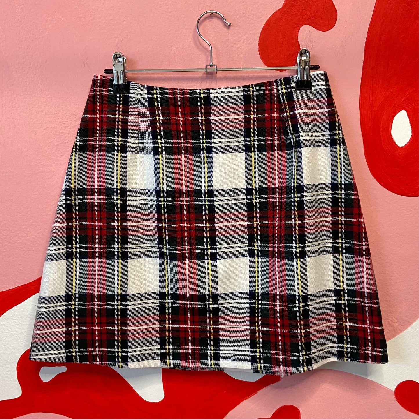 Christmas Checkered Wool Mini Skirt