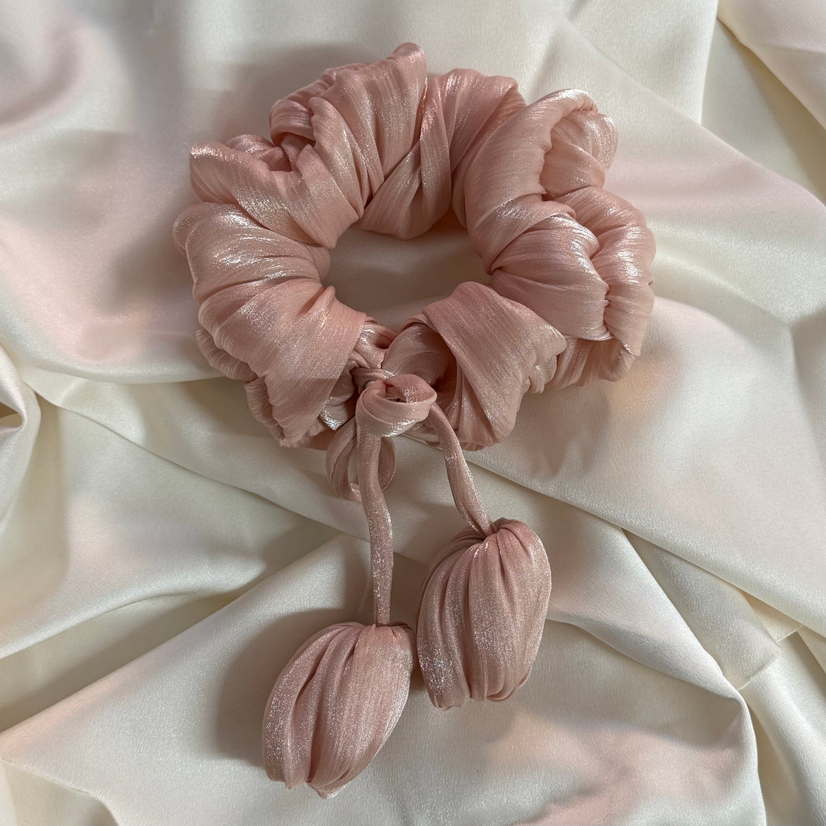 Chiffon Pink Tulip Scrunchy