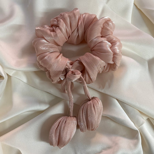 Chiffon Pink Tulip Scrunchy