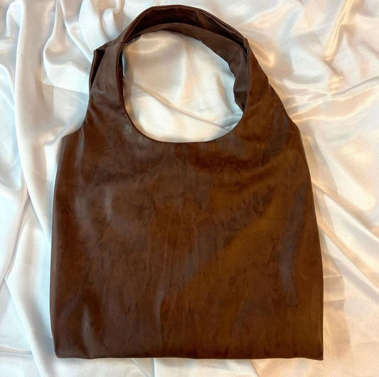 Wavy Brown Leather Tote