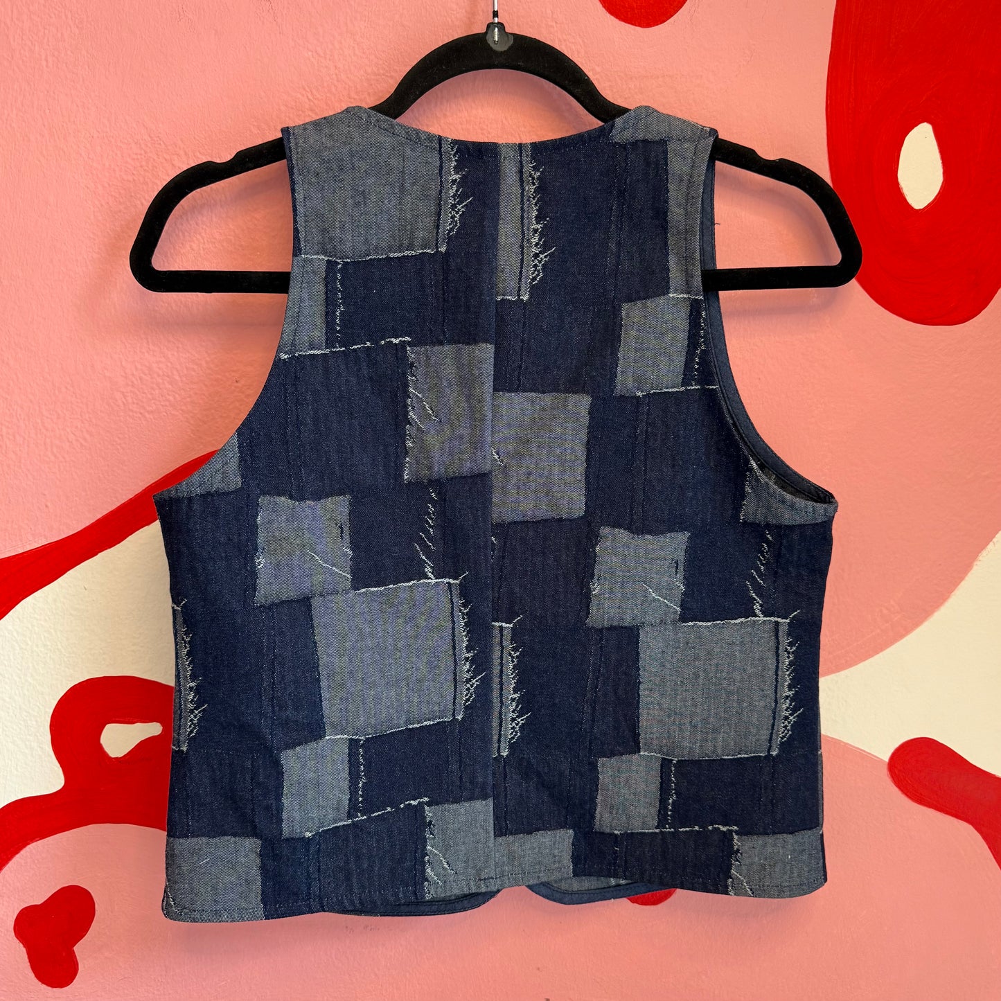 Patched Denim Vest