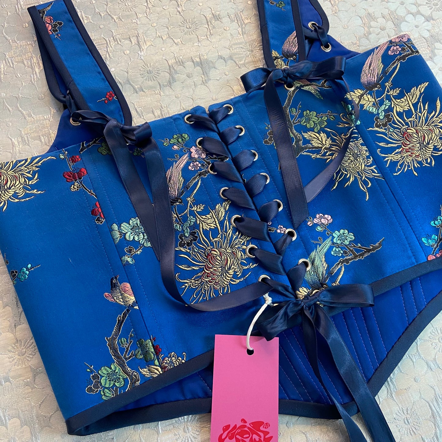 Blue Paradise Chinese Silk Corset