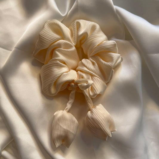 Chiffon White Tulip Scrunchy