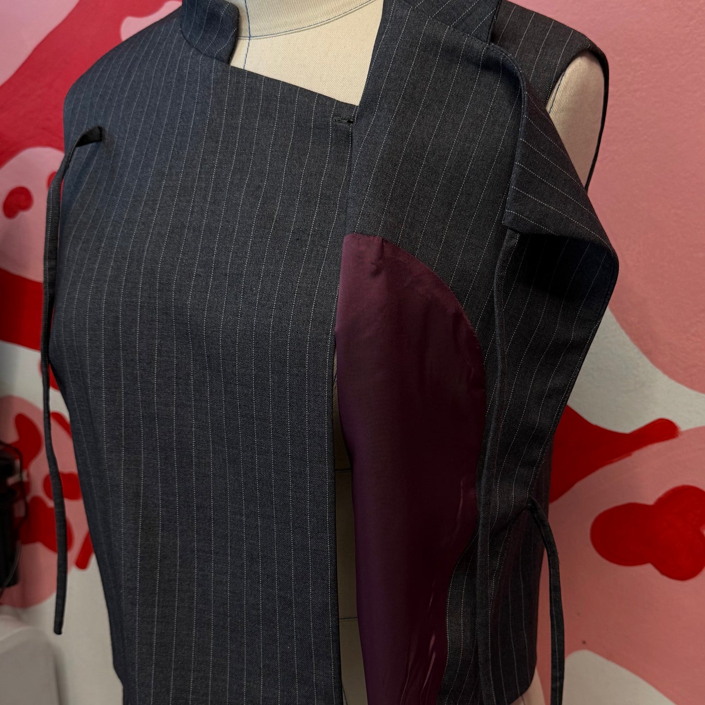 Striped Gray Asymmetrical Vest