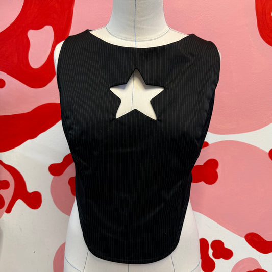 Black Striped Star Top