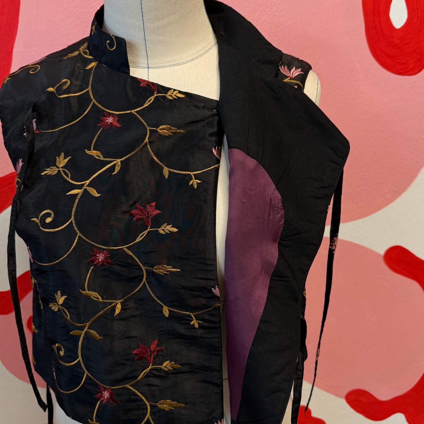 Stitched Silk Asymmetrical Vest