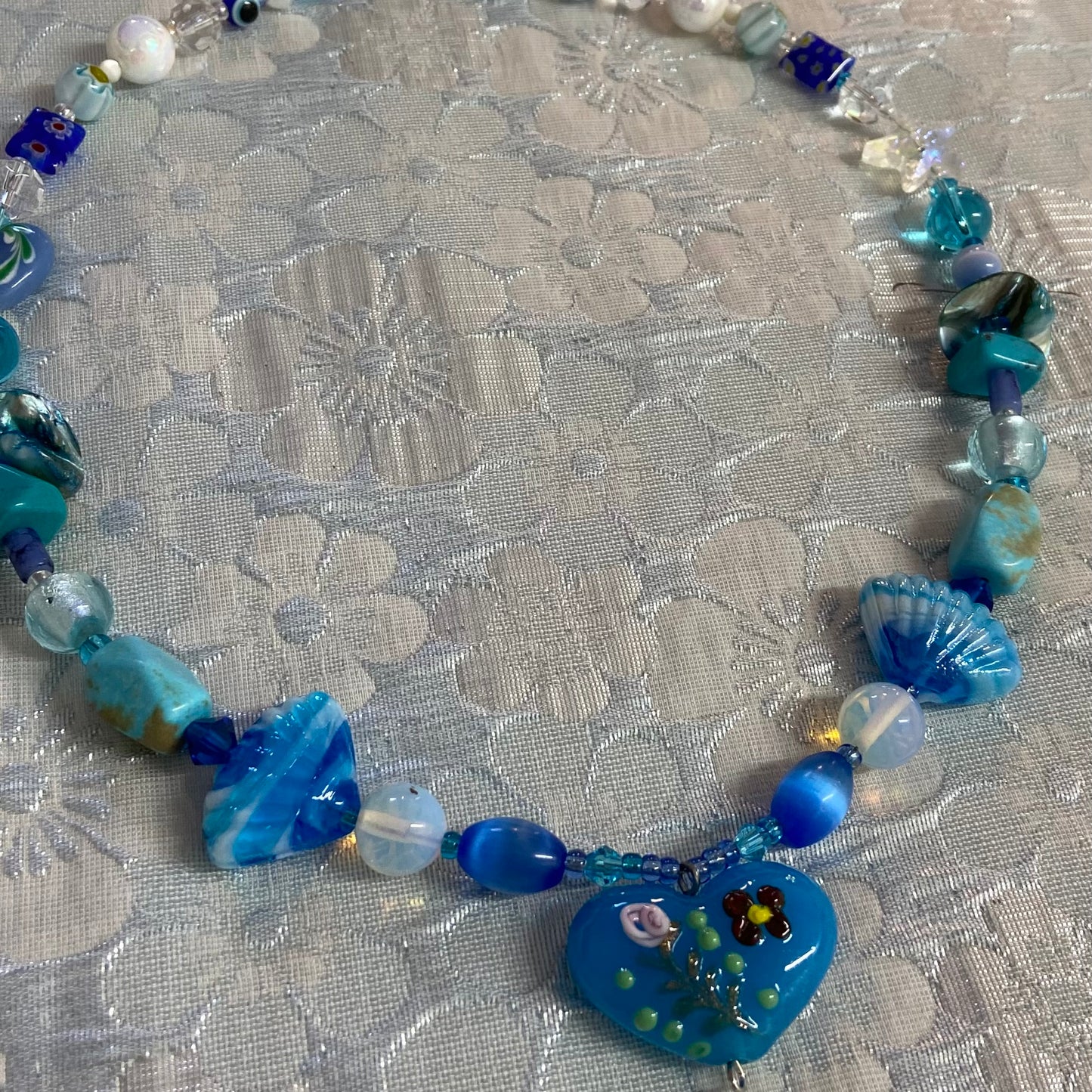 Blue Murano Heart Necklace