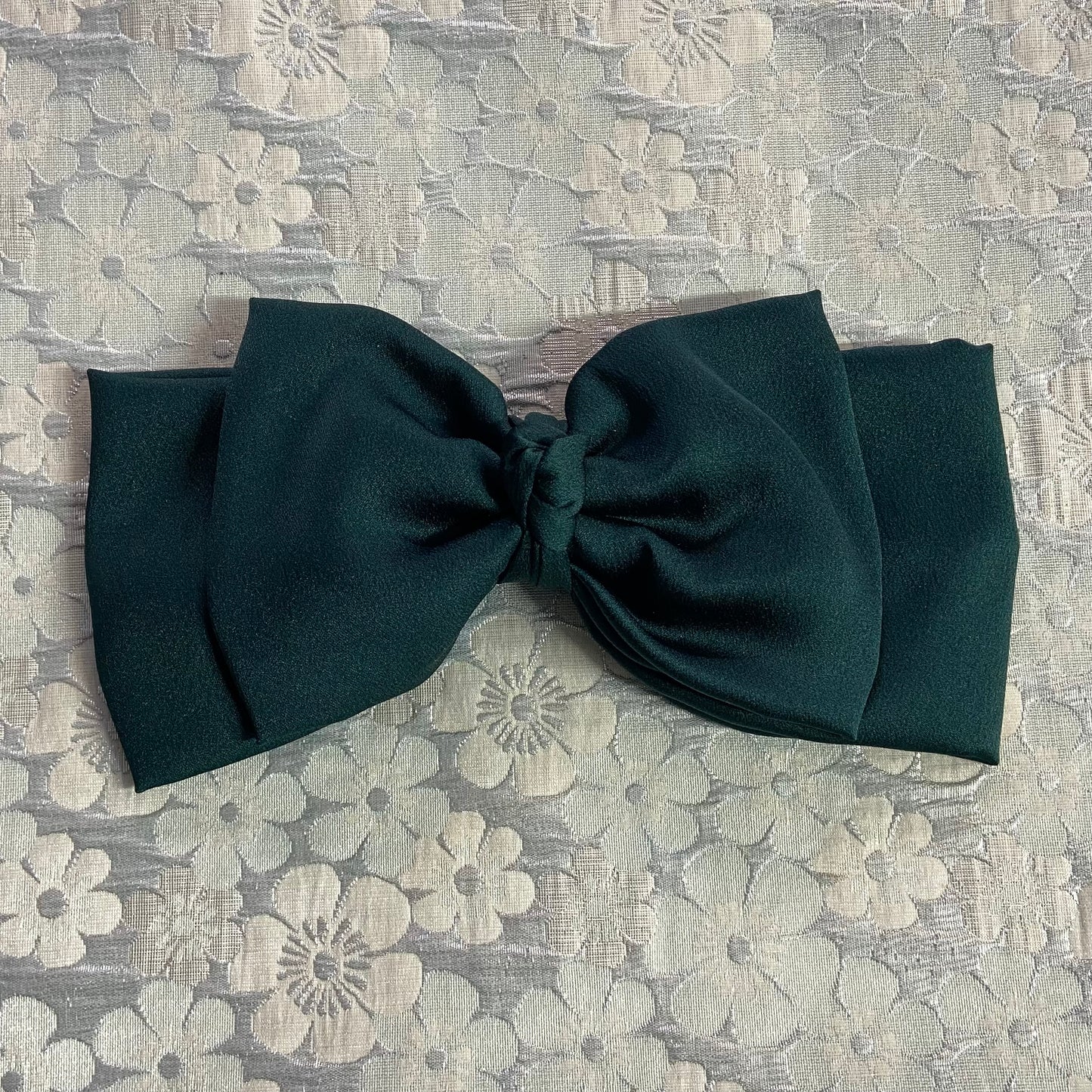 Double Forest Green Satin Bow