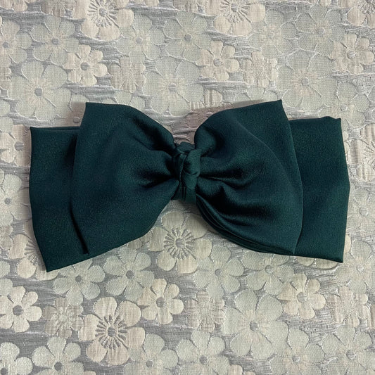Double Forest Green Satin Bow