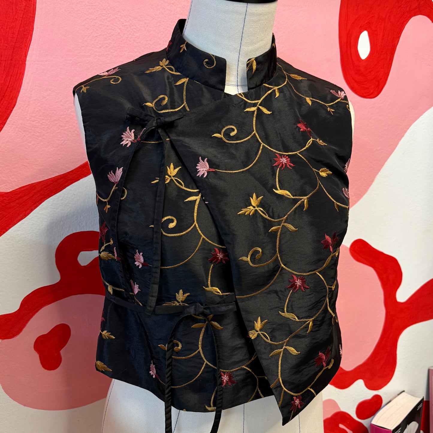 Stitched Silk Asymmetrical Vest