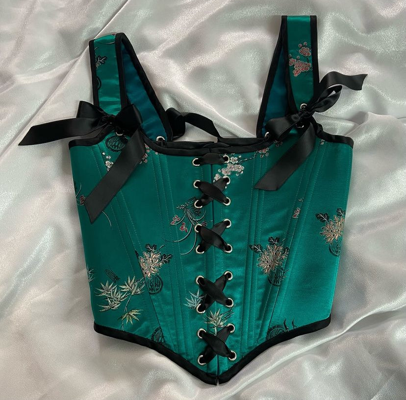 Green Chinese Silk Corset