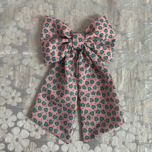 Green Hearts Satin Bow