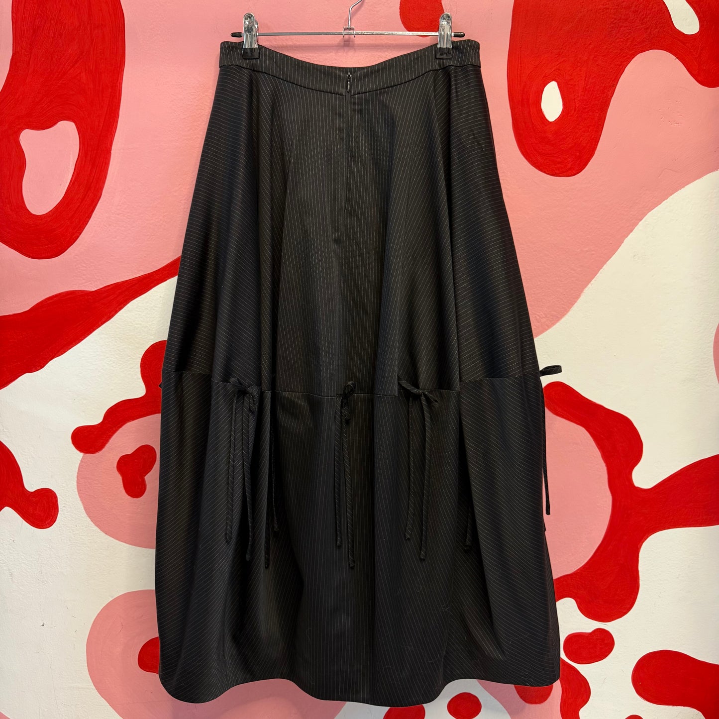 Black Striped Tulip Skirt