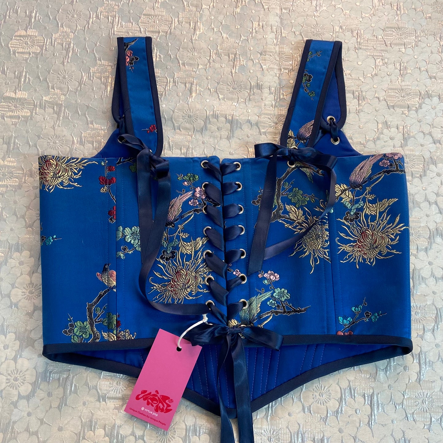 Blue Paradise Chinese Silk Corset