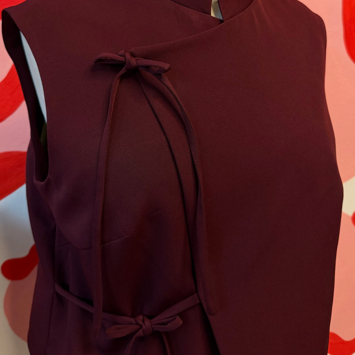 Wine Red Asymmetrical Vest