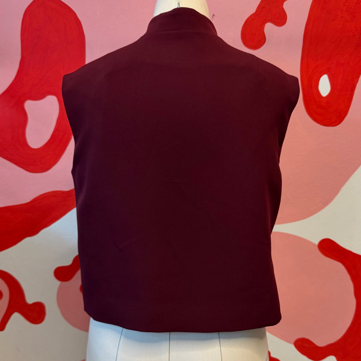 Wine Red Asymmetrical Vest