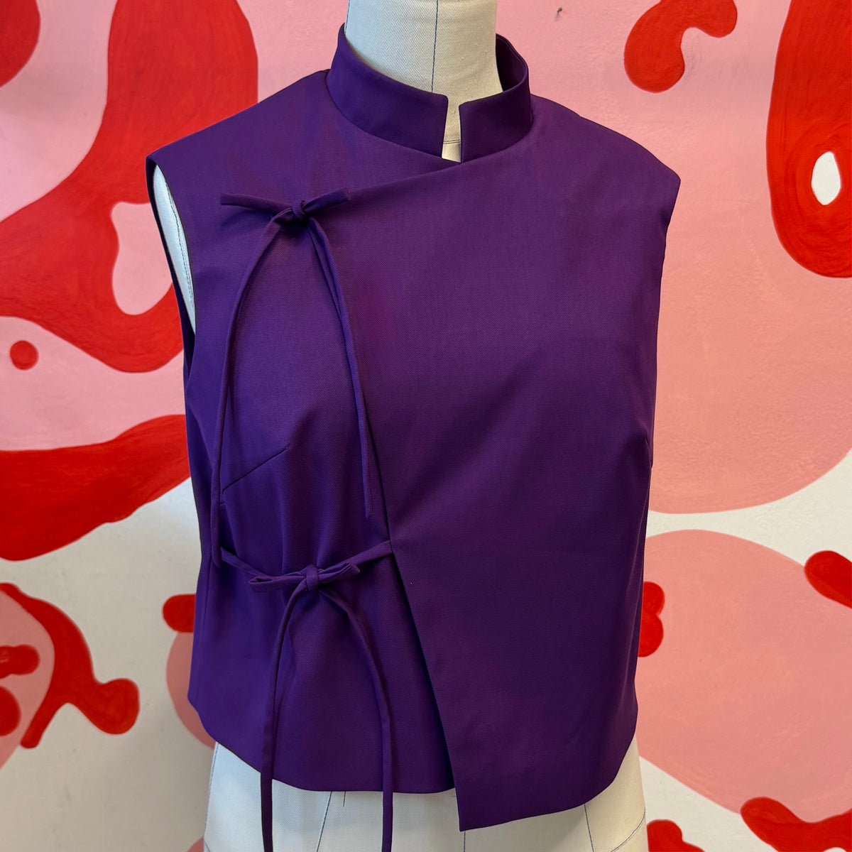 Mauve Asymmetrical Wool Vest
